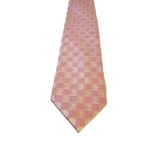 ANDREW FEZZA‎ Silk Necktie Vintage ITALY Luxury Designer GEOMETRIC Pink Wedding